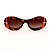Óculos de sol Gustavo Eyewear G89 2 em Animal Print, marrom, vermelho e laranja, hastes vermelhas e lentes marrom. Art Deco - Imagem 1