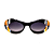 Óculos de sol Gustavo Eyewear G89 4 em preto, prata e dourado, hastes douradas e lentes cinza. Art Deco - Imagem 1