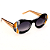 Óculos de sol Gustavo Eyewear G89 4 em preto, prata e dourado, hastes douradas e lentes cinza. Art Deco - Imagem 2
