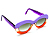 Óculos de Sol Gustavo Eyewear G36 1 nas cores violeta, âmbar e laranja. Hastes violeta e lentes marrom degrade. Tricolors - Imagem 3