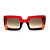 Óculos de Sol Gustavo Eyewear G01 3 em vermelho, laranja e preto. Hastes pretas e lentes cinza degrade. Novidades - Imagem 1