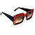 Óculos de Sol Gustavo Eyewear G01 3 em vermelho, laranja e preto. Hastes pretas e lentes cinza degrade. Novidades - Imagem 2