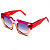 Óculos de Sol Gustavo Eyewear G137 4 em âmbar, violeta e vermelho. Hastes vermelhas e lentes cinza degrade. Novidades - Imagem 3
