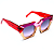 Óculos de Sol Gustavo Eyewear G137 4 em âmbar, violeta e vermelho. Hastes vermelhas e lentes cinza degrade. Novidades - Imagem 2