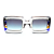Óculos de Sol Gustavo Eyewear G01 4 em cristal com detalhes em azul, vermelho. Hastes fumê e lentes cinza degrade. Novidades - Imagem 1