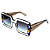 Óculos de Sol Gustavo Eyewear G01 4 em cristal com detalhes em azul, vermelho. Hastes fumê e lentes cinza degrade. Novidades - Imagem 3