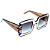 Óculos de Sol Gustavo Eyewear G01 4 em cristal com detalhes em azul, vermelho. Hastes fumê e lentes cinza degrade. Novidades - Imagem 2