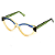 Óculos de Grau Gustavo Eyewear G161 1 nas cores âmbar, azul e verde. Hastes verdes. Geométricos - Imagem 3
