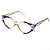 Óculos de Grau Gustavo Eyewear G161 3 nas cores âmbar, violeta, preto e prata. Hastes âmbar. Geométricos - Imagem 2