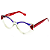 Óculos de Grau Gustavo Eyewear G161 4 nas cores cristal, vermelho e azul. Hastes vermelhas. Geométricos - Imagem 3