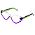Óculos de Grau Gustavo Eyewear G161 6 em lilás, roxo e preto. Hastes verdes. Geométricos - Imagem 3