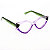 Óculos de Grau Gustavo Eyewear G161 6 em lilás, roxo e preto. Hastes verdes. Geométricos - Imagem 2