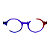 Óculos de Grau Gustavo Eyewear G163 3 em cristal, azul, violeta e vermelho. Hastes violeta. Redondos - Imagem 1