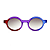 Óculos de Sol Gustavo Eyewear G163 2 em vermelho, violeta e azul. Hastes violeta e lentes cinza. Redondos - Imagem 1
