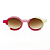 Óculos de Sol Gustavo Eyewear G162 1 em vermelho, rosa e verde. Hastes pretas e lentes marrom. Com fios de nylon. Redondos - Imagem 1