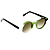 Óculos de Sol Gustavo Eyewear G162 4 em branco, preto e verde. Hastes pretas e lentes cinza. Com fios de nylon. Redondos - Imagem 2