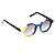 Óculos de Sol Gustavo Eyewear G162 2 em amarelo, azul e marrom. Hastes pretas e lentes cinza. Com fios de nylon. Redondos - Imagem 2