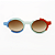 Óculos de Sol Gustavo Eyewear G162 3 em tons de azul e vermelho. Hastes pretas e lentes marrom. Com fios de nylon. Redondos - Imagem 1