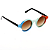 Óculos de Sol Gustavo Eyewear G162 3 em tons de azul e vermelho. Hastes pretas e lentes marrom. Com fios de nylon. Redondos - Imagem 2