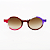 Óculos de Sol Gustavo Eyewear G163 5 em cristal, vermelho, marrom e violeta. Hastes marrom e lentes marrom. Redondos - Imagem 1