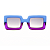 Óculos de Sol Gustavo Eyewear G01 8 em azul e violeta. Hastes violeta e lentes cinza degrade. - Imagem 1