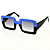 Óculos de Sol Gustavo Eyewear G01 12 azul e preto. Hastes pretas e lentes cinza degrade. - Imagem 3