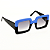 Óculos de Sol Gustavo Eyewear G01 12 azul e preto. Hastes pretas e lentes cinza degrade. - Imagem 2