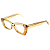 Óculos de Grau Gustavo Eyewear G81 3 Âmbar com listras prata e dourado. Hastes âmbar. Art Deco - Imagem 3