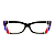 Óculos de Grau Gustavp Eyewear G81 7 Preto com listras vermelhas, azuis e violeta. Hastes pretas. - Imagem 1