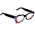 Óculos de Grau Gustavp Eyewear G81 7 Preto com listras vermelhas, azuis e violeta. Hastes pretas. - Imagem 2