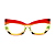 Óculos de Grau Gustavo Eyewear G168 5 Vermelho, laranja, amarelo, âmbar, verde e preto. Hastes pretas. Murano. - Imagem 1