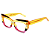 Óculos de Grau Gustavo Eyewear G167 5 Laranja, âmbar, azul, vermelho, acqua e fumê. Hastes amarelas. Murano - Imagem 3