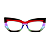 Óculos de Grau Gustavo Eyewear G168 1 Marrom, vermelho, lilás, azul e acqua. Hastes vermelhas. Murano - Imagem 2