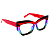 Óculos de Grau Gustavo Eyewear G168 1 Marrom, vermelho, lilás, azul e acqua. Hastes vermelhas. Murano - Imagem 3
