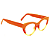 Óculos de Grau Gustavo Eyewear G65 4 Laranja e amarelo. Hastes laranjas. Pedras em destaque. - Imagem 3