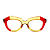 Óculos de Grau Gustavo Eyewear G37 9 Âmbar e vermelho, com hastes Animal Print. - Imagem 2