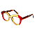 Óculos de Grau Gustavo Eyewear G37 9 Âmbar e vermelho, com hastes Animal Print. - Imagem 4