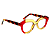 Óculos de Grau Gustavo Eyewear G37 9 Âmbar e vermelho, com hastes Animal Print. - Imagem 3