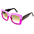Óculos de Sol Gustavo Eyewear G59 2 rosa e violeta, hastes pretas e lentes marrom degrade. - Imagem 3