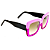 Óculos de Sol Gustavo Eyewear G59 2 rosa e violeta, hastes pretas e lentes marrom degrade. - Imagem 2