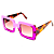 Óculos de Sol Gustavo Eyewear G01 5 rosa e violeta, hastes Animal Print e lentes marrom degrade. - Imagem 3