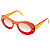 Óculos de sol Gustavo Eyewear G89 1 Vermelho e laranja, hastes vermelhas e lentes marrom. Art Deco - Imagem 3