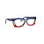 Armação para óculos de Grau Gustavo Eyewear G81 17. Cor: Azul, fumê e vermelho translúcido. Haste azul. - Imagem 2