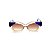 Óculos de sol Gustavo Eyewear G92 8. Cor: Âmbar e azul translúcido. Haste azul. Lentes marrom. - Imagem 1