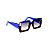Óculos de sol Gustavo Eyewear G01 8. Cor: Animal print, azul e fumê. Haste azul. Lentes cinza. - Imagem 2