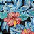 Chita Estampada Floral Preto e Azul 1mt x 1,40mt de Largura - Imagem 2