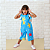 Macacão Infantil Azul Feminino com Estampa de Flores Coloridas - Imagem 1