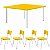 Conjunto Quadrado c/ 04 Cadeiras COR AMARELO – TAMPO PLÁSTICO – 02 a 06 Anos – INFANTIL – 44002 - Imagem 1