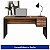 Mesa de Escritório 1,50x0,60 Com Gavetas - Nogal Sevilha/Preto - 21473 - Casa das Cadeiras Goiânia - Imagem 2