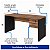 Mesa de Escritório 1,50x0,60 Com Gavetas - Nogal Sevilha/Preto - 21473 - Casa das Cadeiras Goiânia - Imagem 4